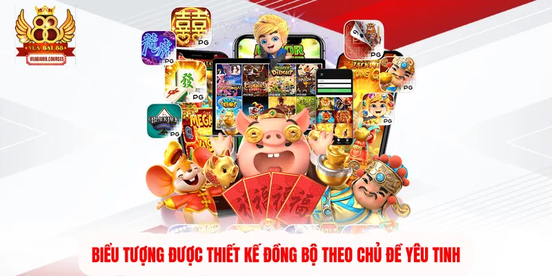 Biểu tượng được thiết kế đồng bộ theo chủ đề yêu tinh